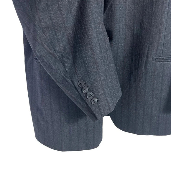 VTG PIERRE CARDIN Striped Gray 100% Wool Sport Coat Sz 48 Blazer Union Made USA - Picture 4 of 11